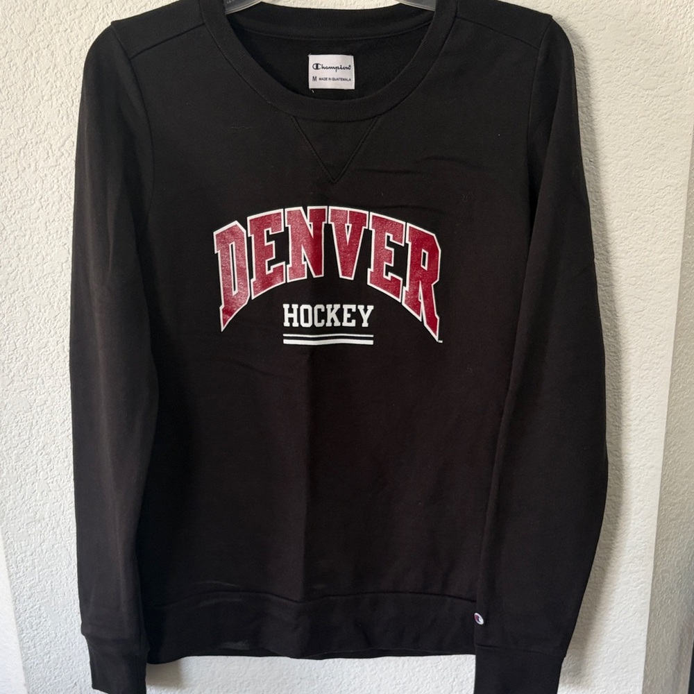 Champion Black Denver Hockey Women's Crew Neck Sweater